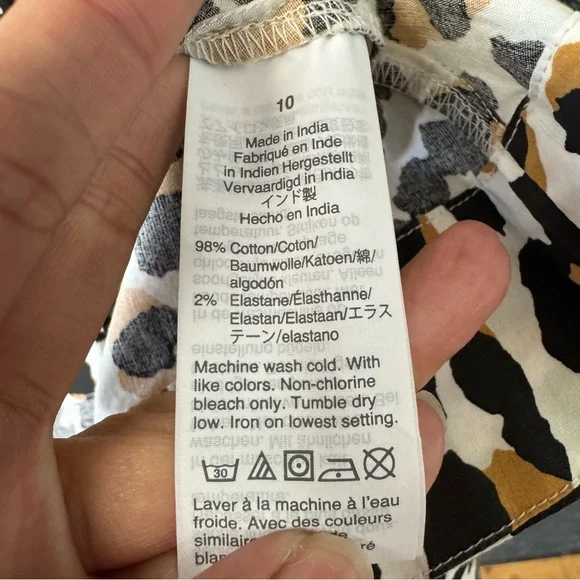 J.Crew Factory Leopard Print Tie Waist Shirt Dress Cotton Poplin Size 10 NEW - Picture 9 of 12